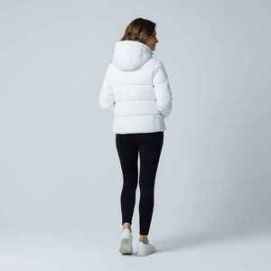 Veste matelassée blanche à capuche pour femme, manteau d'hiver chaud et épais avec fermeture éclair, vêtement d'extérieur décontracté - Product Image 6