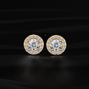 Stunning lab grown diamond <b>earrings</b> round <b>halo</b> cut igi certified d to f color set in gold silver yellow white or rose timeless - Product Image 4