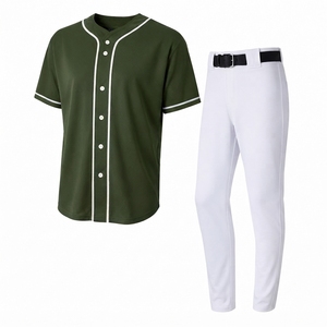 Short Sleeve Baseball Style <b>Athletic</b> Jersey with Stretch Performance Pants Team Sports Uniform Clothing Set Adult - Product Image 1