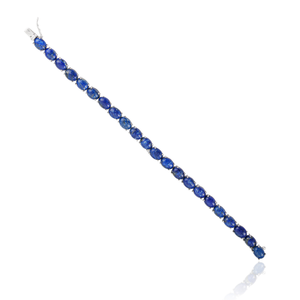 Bracelet tennis classique en argent 925 avec pierre précieuse lapis-lazuli de forme ovale, serti de griffes, unisexe, pour un usage quotidien, bijoux fins - Product Image 6