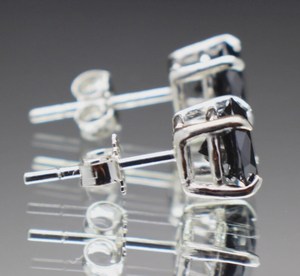 925 Sterling Silver 1CT Each Round Cut Black Moissanite Stud <b>Earrings</b> For Women's <b>Fine</b> Jewelry Anniversary Party Ceremonies Gift - Product Image 4