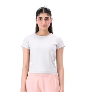 <b>White</b> Women's Short Sleeve Crew Neck T <b>Shirt</b> <b>Fitted</b> Casual Solid Color Everyday Summer Top Custom Wholesale 100% Polyester - Product Image 1