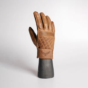 Gants de moto en cuir matelassé Cafe, couleur marron toffee, logo personnalisé, qualité supérieure, gants de moto en cuir pleine main pour motards - Product Image 1