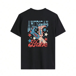 Camiseta de Hombre con Estampado American Babe, Manga Corta, Cuello Redondo, Informal, Negra, de Algodón Tejido, Corte Regular, Logotipo Frontal - Product Image 6