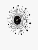 Jam Dinding Pendulum Modern Hitam Putih dan Emas dengan Desain Seni Geometris untuk Ruang Tamu Kontemporer