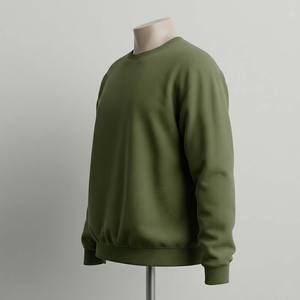 เสื้อสเวตเชิ้ตผู้หญิงทรงบ็อกซี่ คอวี ผ้าคอตตอนถักหนา 500gsm สีเขียวมะกอก รุ่นใหม่ล่าสุด สำหรับฤดูหนาว ไม่หดตัว สไตล์ลำลอง สตรีทแวร์ - Product Image 3