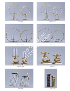 Ensemble de 2 porte-bougies de luxe en laiton, faits à la main, pour décoration de mariage, centre de table, accessoires - Product Image 5