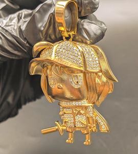 Colgante de personaje de dibujos animados estilo hip hop, colgante de muñeco grueso con incrustaciones de moissanita VVS1, chapado en oro sobre plata 925 para hombre - Product Image 6