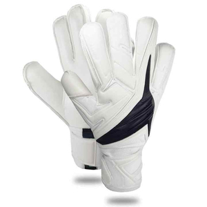 Guantes de Portero de Fútbol Blancos de Cuero PU Antideslizantes Transpirables con Protección para los Dedos Correa de Muñeca Ajustable Equipo Deportivo Unisex - Product Image 1