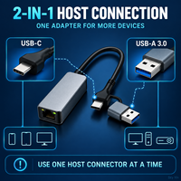 Adaptateur Ethernet USB 2.5G USB-C USB-A 3.0 vers RJ45 2500 Mbps Carte Réseau Filaire RTL8156B pour Ordinateur Portable PC Gaming Bureau
