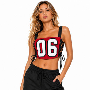 Nouveau haut court corset personnalisé à numéros, avec lacets latéraux, inspiré du maillot de sport, style Y2K, pour femme, inspiré des boutiques, streetwear sportif - Product Image 1