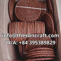Alas Meja Rotan Mewah Anyaman Tangan untuk Dekorasi Rumah Desainer, Bahan Alami Berkelanjutan