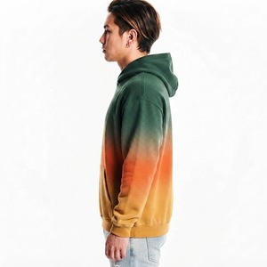 Sweat-shirt à capuche décontracté pour homme, vert, orange et jaune dégradé, en molleton, avec cordon de serrage, poche kangourou, manches longues, coupe ample - Product Image 6