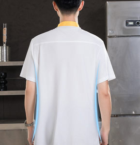 เสื้อเชฟแขนสั้นระบายอากาศดีสำหรับฤดูร้อน คอปกแบบบล็อก สำหรับทำงานในโรงแรม ร้านอาหาร ครัว ชุดยูนิฟอร์มเชฟ 男女兼用 - Product Image 4