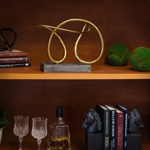 Escultura Metálica Moderna de Elefante Abstracto en Dorado sobre Base Negra, Decoración de Mesa de Lujo para Sala de Estar, Oficina y Regalos - Product Image 2