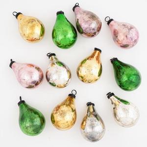 Set 12 Handmade High Quality Lightweight Multicolor <b>Glass</b> Pear Vintage Hanging Christmas Ornaments <b>Tree</b> Wreath Garland Holiday - Product Image 1