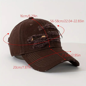 Distressed Vintage Baseball Cap Ripped Washed <b>Dad</b> <b>Hat</b> Camouflage Layered Streetwear Adjustable Unisex Casual Fashion Cap - Product Image 3
