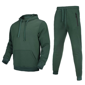 Conjunto Deportivo Unisex Azul Claro con Capucha, Manga Larga, Color Sólido, Informal, 100% Algodón, Transpirable, para Otoño - Product Image 2