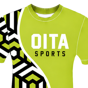 Camiseta de Rugby Geométrica Verde Lima, Negra y Blanca, de Manga Corta y Cuello Redondo, Personalizable, Transpirable, para Entrenamiento Deportivo en Equipo - Product Image 3