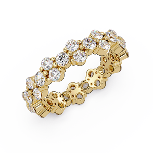 Anillo de Compromiso Clásico de Oro Puro de 14K con Diamantes Cultivados en Laboratorio de Corte Redondo y Engaste Compartido, Anillo de Eternidad Completo para Mujer - Product Image 3