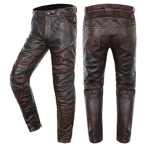 Wholesale Price Leather Pants Winter <b>men</b> Low Waist Straight Pattern Button Fly Closure High Street 2026 Custom Wholesale - Product Image 5
