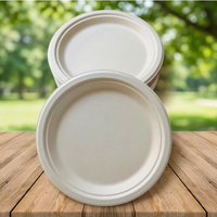 Assiette jetable moulée en bagasse de 5 pouces la plus populaire, écologique, compostable, légère, résistante à l'eau, moderne et luxueuse pour les fêtes
