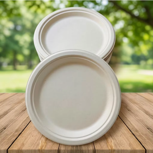 Most Popular 5 Inch Bagasse Moulded <b>Disposable</b> <b>Plate</b> Eco Friendly Compostable Lightweight Water Resistant Modern Luxury Party - Product Image 4