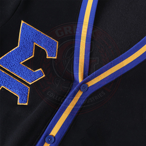 Cardigan en tricot contrasté noir, bleu et jaune pour femme, col en V, manches longues, lettres brodées, style SGR, pull pour femme - Product Image 6