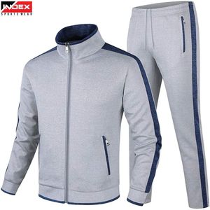 Conjunto Deportivo para Hombre INDEX, Gris Azulado, con Cierre Completo, Cuello Alto, Ropa Deportiva Transpirable de Poliéster y Algodón, para Otoño - Product Image 1