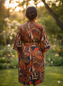 Kimono Nuevo con Estampado Kantha, Mangas Largas, Transpirable, Suave, Diseño Reversible con Cinturón, Ropa de Dormir para Mujer - Product Image 3