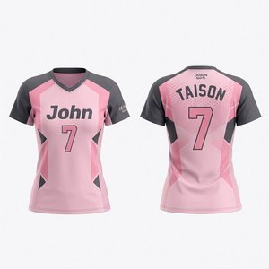 Camiseta de Voleibol para Mujer de Primera Calidad, 150 GSM, Poliéster, Rosa Gris, Malla Transpirable, Sublimación, Uniforme Personalizado para Equipo - Product Image 1