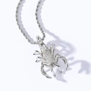 18k Gold Plated Lobster Pendant Hiphop Bling Iced Out 5a Cz Custom Logo Silver Animal <b>Necklace</b> <b>Mens</b> Iced Out Jewelry Gift - Product Image 5
