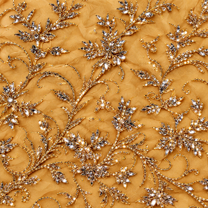 Tissu en tulle brodé de perles de cristal exquises pour robes de mariée et mode haute couture - Product Image 3