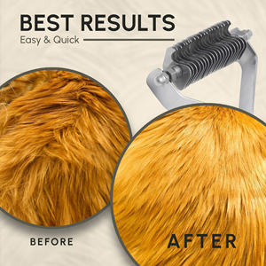 Flamia & Jabz Dog Grooming <b>Brush</b> Wooden Handle Stainless Steel 20 Blades <b>Pet</b> Hair Removal Tool - Product Image 2