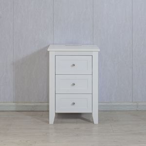 Comodino Moderno Bianco a 3 Cassetti con Stazione di Ricarica, Tavolino da Letto in Legno con Porte USB e Prese di Corrente - Product Image 3