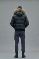 Veste matelassée noire à capuche pour homme avec garniture en fourrure, fermeture éclair, coupe-vent, séchage rapide, poche avant, hiver, décontractée, coupe régulière