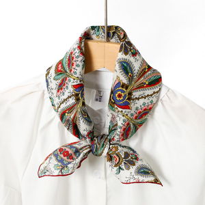 Wholesale Customized 100% Silk Long Square Scarves <b>Bandana</b> Head Scarves Twill Luxury Multi-Functional for Women Custom Print - Product Image 4