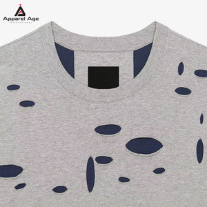 T-shirts imprimés déchirés de haute qualité fabriqués au Pakistan, coupe ample, prix de gros, 100% coton, pour hommes - Product Image 4