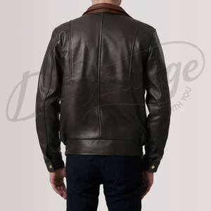 Chaqueta de Cuero Personalizada para Hombre, Dos Tonos Verde y Marrón, Cuello en V, Estilo Racer, Corte Ajustado, Piel de Oveja Auténtica, Chaqueta de Motociclista, Uso Casual - Product Image 2