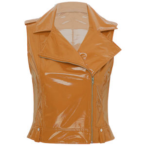 Chaqueta de Cuero Sintético para Mujer, Estilo Motero, Cuello Solapa, Cierre de Cremallera, Gruesa, Cálida, Transpirable, Informal, Vintage, Otoño-Invierno 2026 - Product Image 3