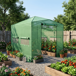 โรงเรือนพลาสติกพับได้ขนาด 8*12 ฟุต ทำจากตาข่าย PE โครงเหล็กพ่นสี สำหรับสวนและห้องปลูกพืช สีเขียว - Product Image 5