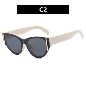 Full Rim <b>Square</b> Cat-Eye <b>Sunglasses</b> UV400 Protection Comfortable Gold Korean Style Popular Douyin Xiaohongshu Retro One-Piece - Product Image 6