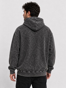 Sweat à capuche pour homme coupe classique délavé à l'acide, style vintage délavé, décontracté streetwear, avec service OEM - Product Image 4