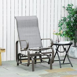 Sedia a dondolo Pe per patio, grigia, con braccioli scorrevoli e struttura leggera - Product Image 2