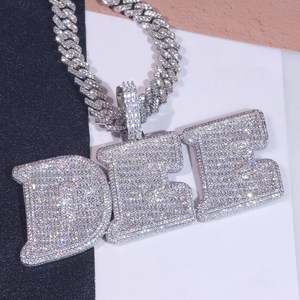 Colgante con Letra Personalizada, Estilo Hip Hop, Moissanita, Plata 925, Rodio y Chapado en Oro de 18K, Joyería Unisex - Product Image 4