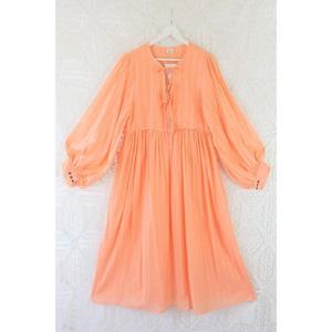 <b>Boho</b> Orange Maxi <b>Dress</b> For Women Loose <b>Long</b> Sleeve Cotton Sundress Vintage Hippie Festival Caftan - Product Image 3