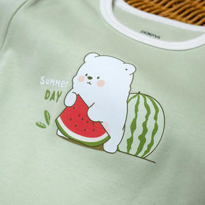 ALB10 Vêtements pour bébé unisexes mignons Kimono à motifs de dessins animés Manches longues Liens latéraux Tissu tricoté respirant 100% coton biologique - Product Image 1