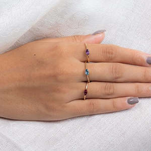 14K <b>Gold</b> <b>Opal</b> and Emerald Stacking <b>Ring</b> with Prong Setting - Product Image 6