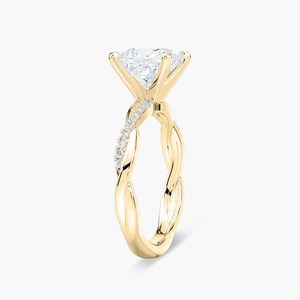 Anillo de Oro Sólido de 14K con Diamante Corte Princesa de 1.02CT Cultivado en Laboratorio, Diseño de Cuerda Trenzada con Pavé, Regalo de Lujo Sorpresa para Novias - Product Image 2