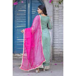 Diseñador hermosa ropa india y pakistaní Plazzo Top y Dupatta-ropa elegante - Product Image 6